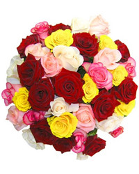 bouquet of mixed color roses