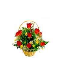 red roses in a basket