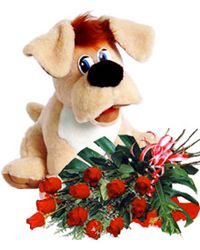 plush doggy with roses
